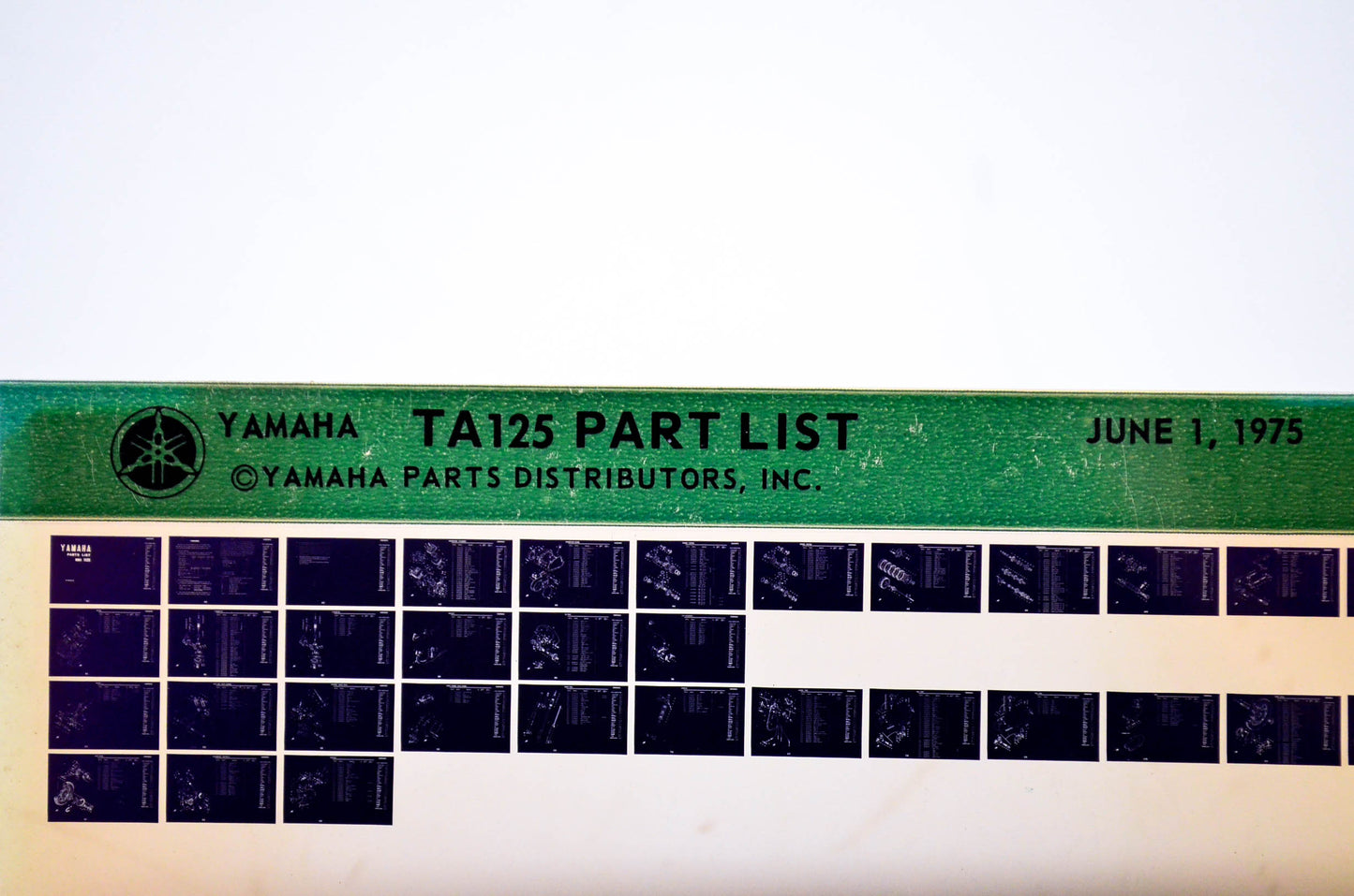 OEM Yamaha TA125 1975/June 1 Parts List Microfiche