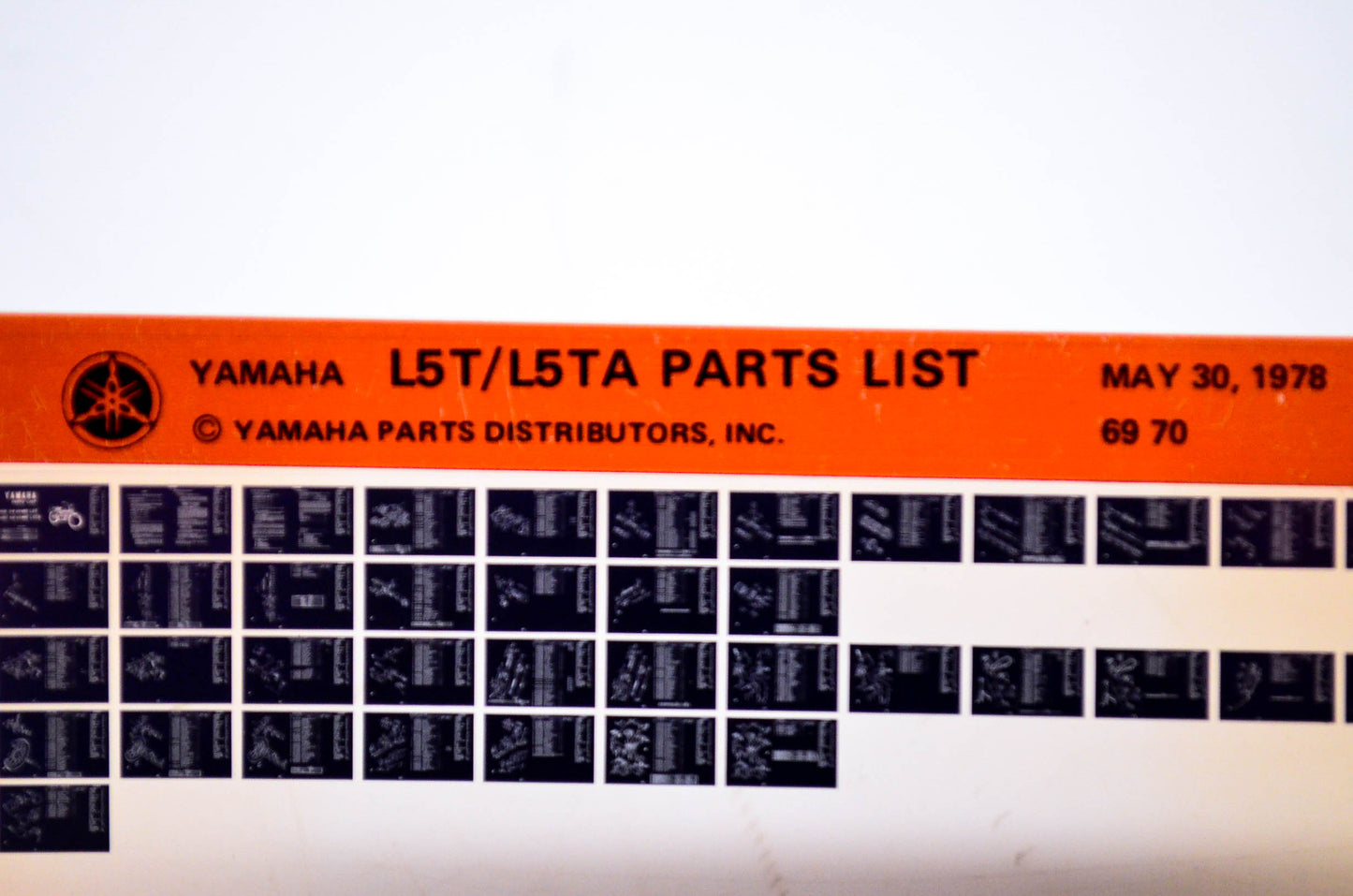 OEM Yamaha L5T/L5TA 1978/May 30 '69 - '70 Parts List Microfiche
