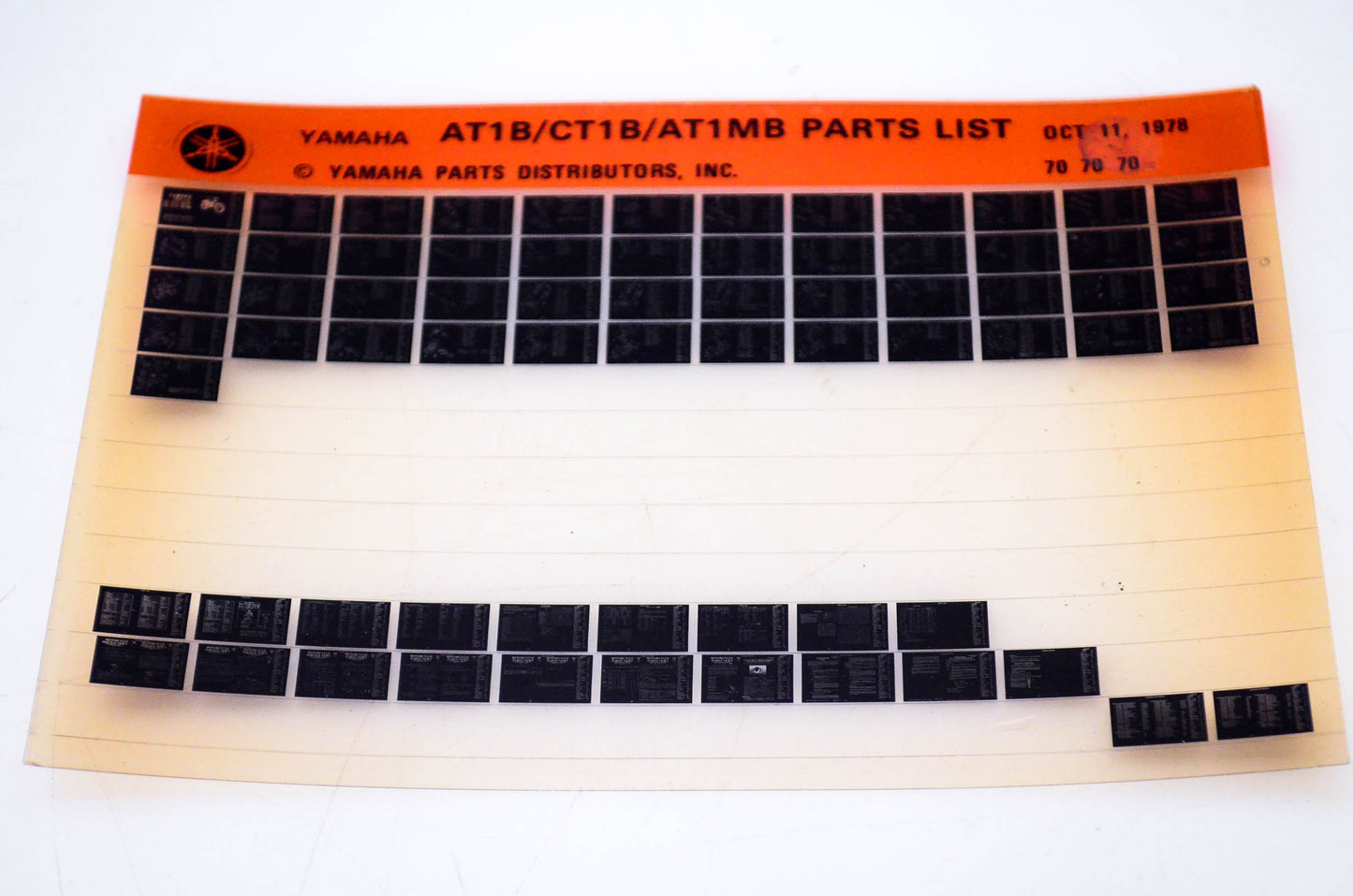 OEM Yamaha AT1B/CT1B/AT1MB 1978/October 11 '70 Parts List Microfiche