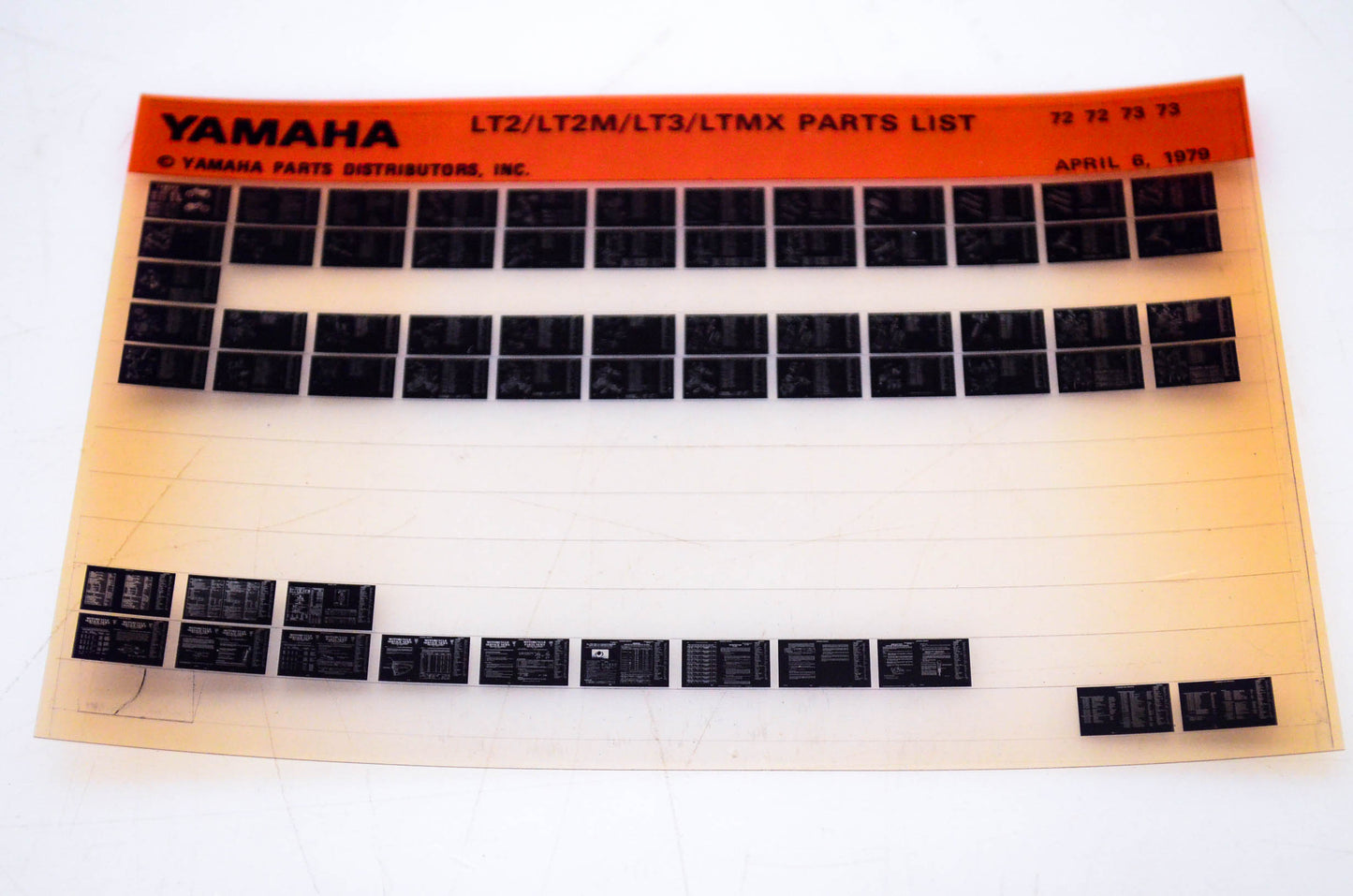 OEM Yamaha LT2/LT2M/LT3/LTMX 1979/April 6 '72 - '73 Parts List Microfiche