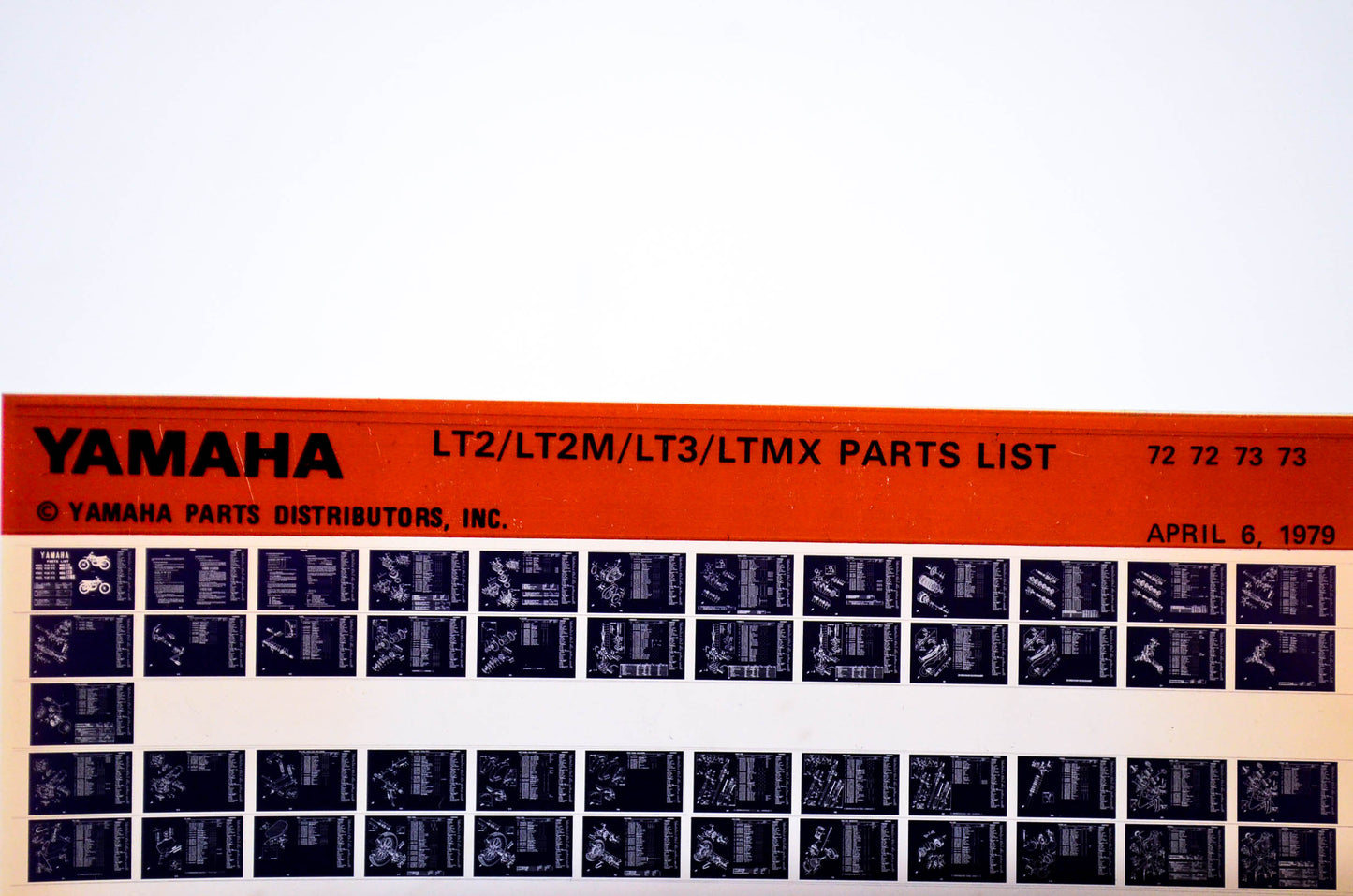OEM Yamaha LT2/LT2M/LT3/LTMX 1979/April 6 '72 - '73 Parts List Microfiche
