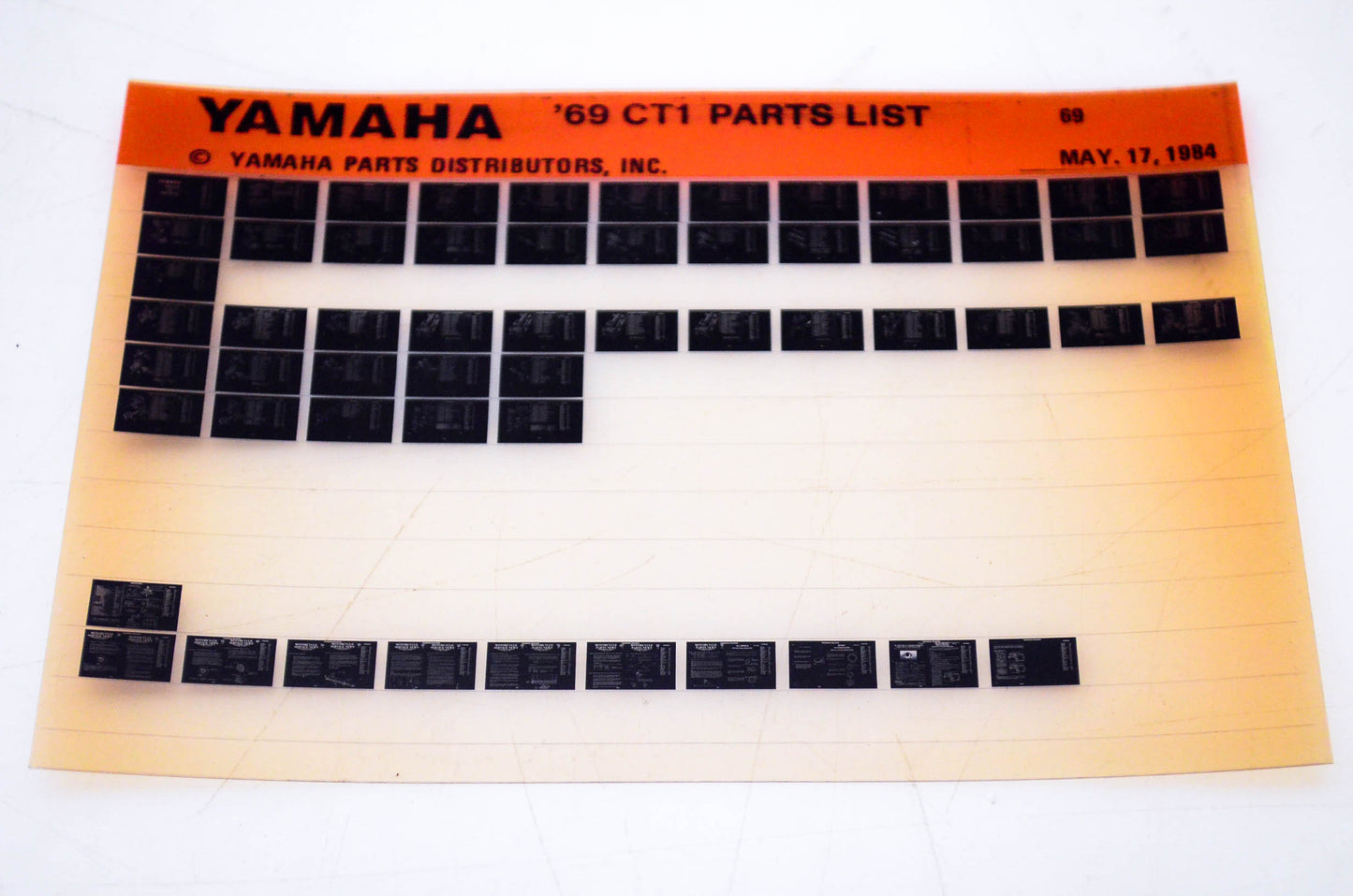 OEM Yamaha CT1 1984/May 17 '69 Parts List Microfiche