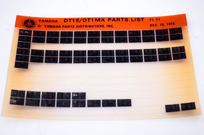 OEM Yamaha DT1E/DT1MX 1978/December 19 '71 Parts List Microfiche