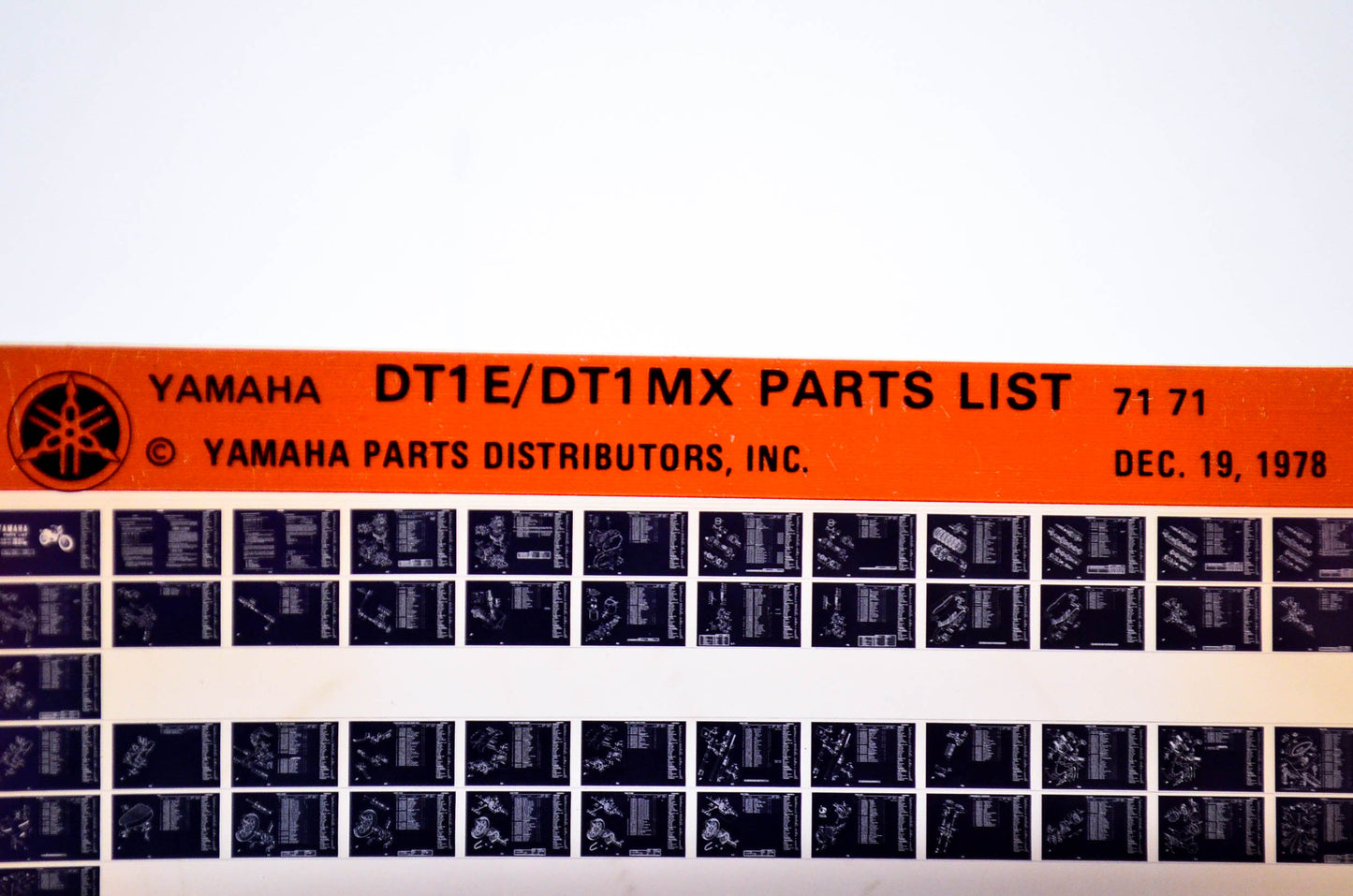 OEM Yamaha DT1E/DT1MX 1978/December 19 '71 Parts List Microfiche