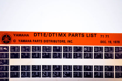 OEM Yamaha DT1E/DT1MX 1978/December 19 '71 Parts List Microfiche