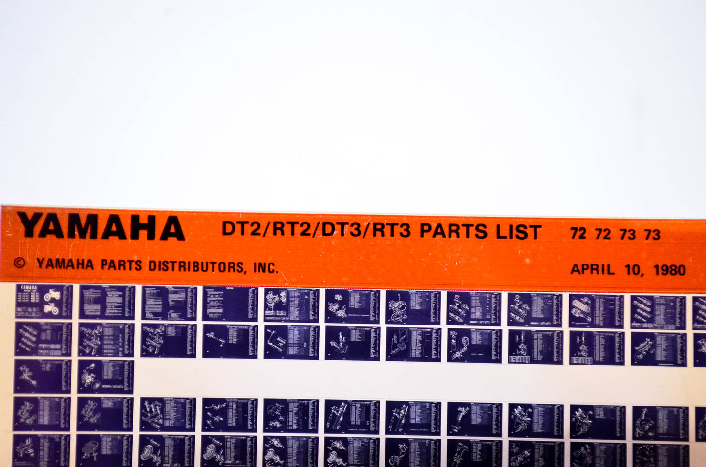 OEM Yamaha DT2/RT2/DT3/RT3 1980/April 10 '72 - '73 Parts List Microfiche