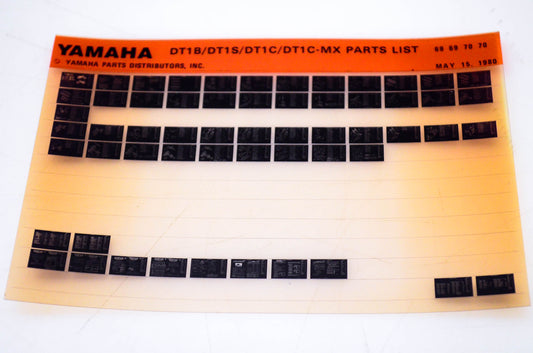 OEM Yamaha DT1B/DT1S/DT1C/DT1C-MX 1980/May 15 '69 - '70 Parts List Microfiche