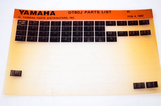 OEM Yamaha DT80J 1982/February 4 '82 Parts List Microfiche