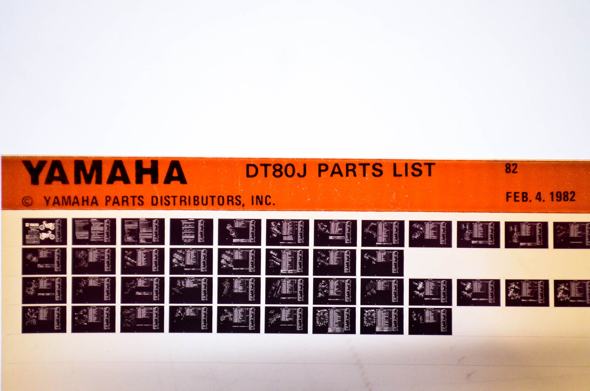 OEM Yamaha DT80J 1982/February 4 '82 Parts List Microfiche