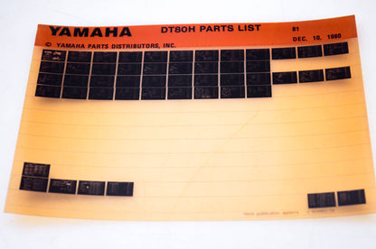 OEM Yamaha DT80H 1980/December 10 '81 Parts List Microfiche