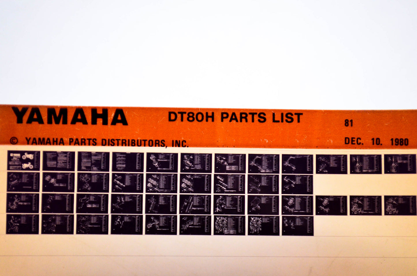 OEM Yamaha DT80H 1980/December 10 '81 Parts List Microfiche