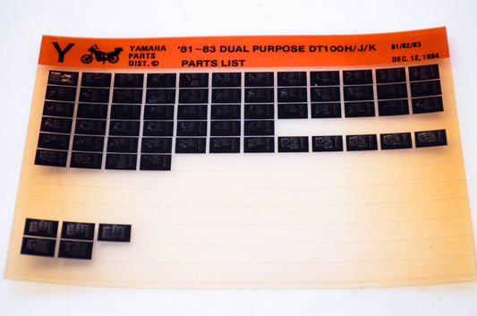 OEM Yamaha DT100H/J/K 1984/December '81 - '83 Dual Purpose Parts List Microfiche
