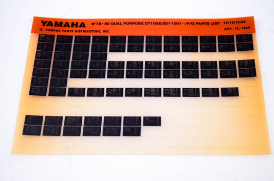 OEM Yamaha DT100E/E011001-/F/G 1984 '78-'80 Dual Purpose Parts List Microfiche
