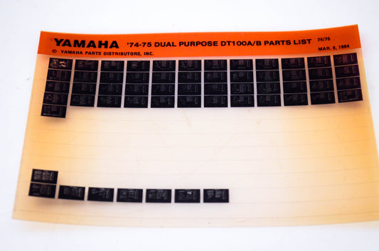 OEM Yamaha DT100A/B 1984/March 6 '74 - '75 Dual Purpose Parts List Microfiche