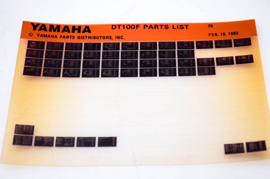 OEM Yamaha DT100F 1982/February 10 '79 Parts List Microfiche