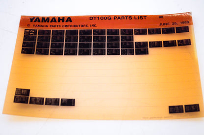 OEM Yamaha DT100G 1980/June 25 '80 Parts List Microfiche