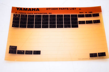 OEM Yamaha DT100H 1980/November 14 '81 Parts List Microfiche