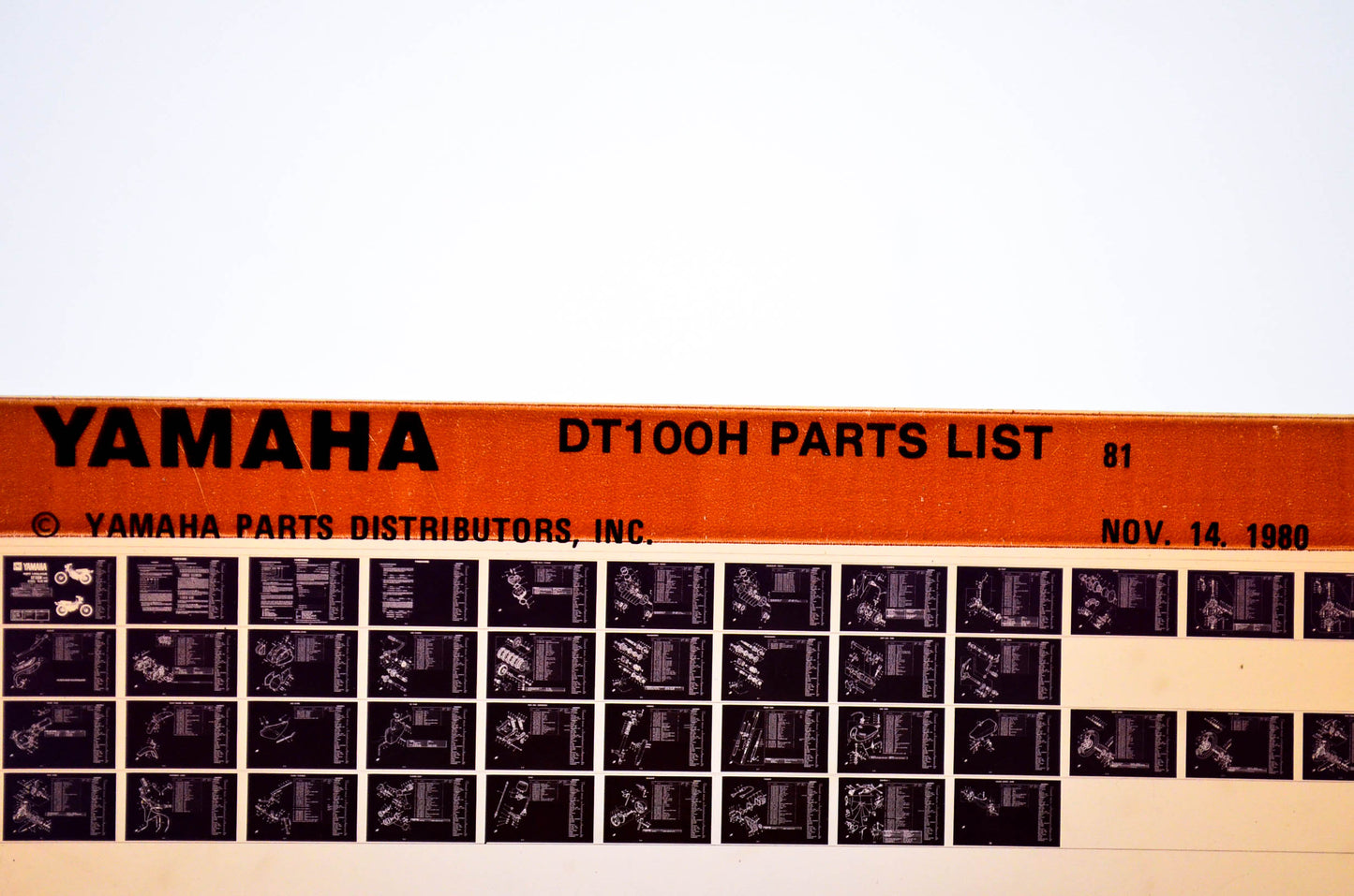 OEM Yamaha DT100H 1980/November 14 '81 Parts List Microfiche