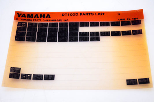 OEM Yamaha DT100D 1980/April 25 '77 Parts List Microfiche
