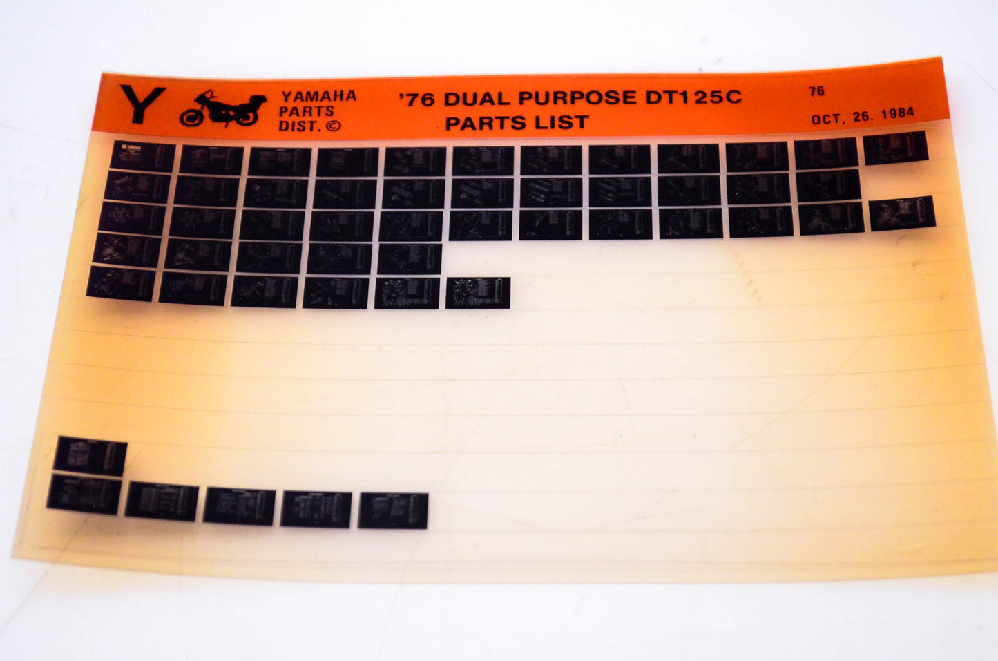 OEM Yamaha DT125C 1984/October 26 '76 Dual Purpose Parts List Microfiche