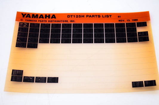 OEM Yamaha DT125H 1980/November 13 '81 Parts List Microfiche