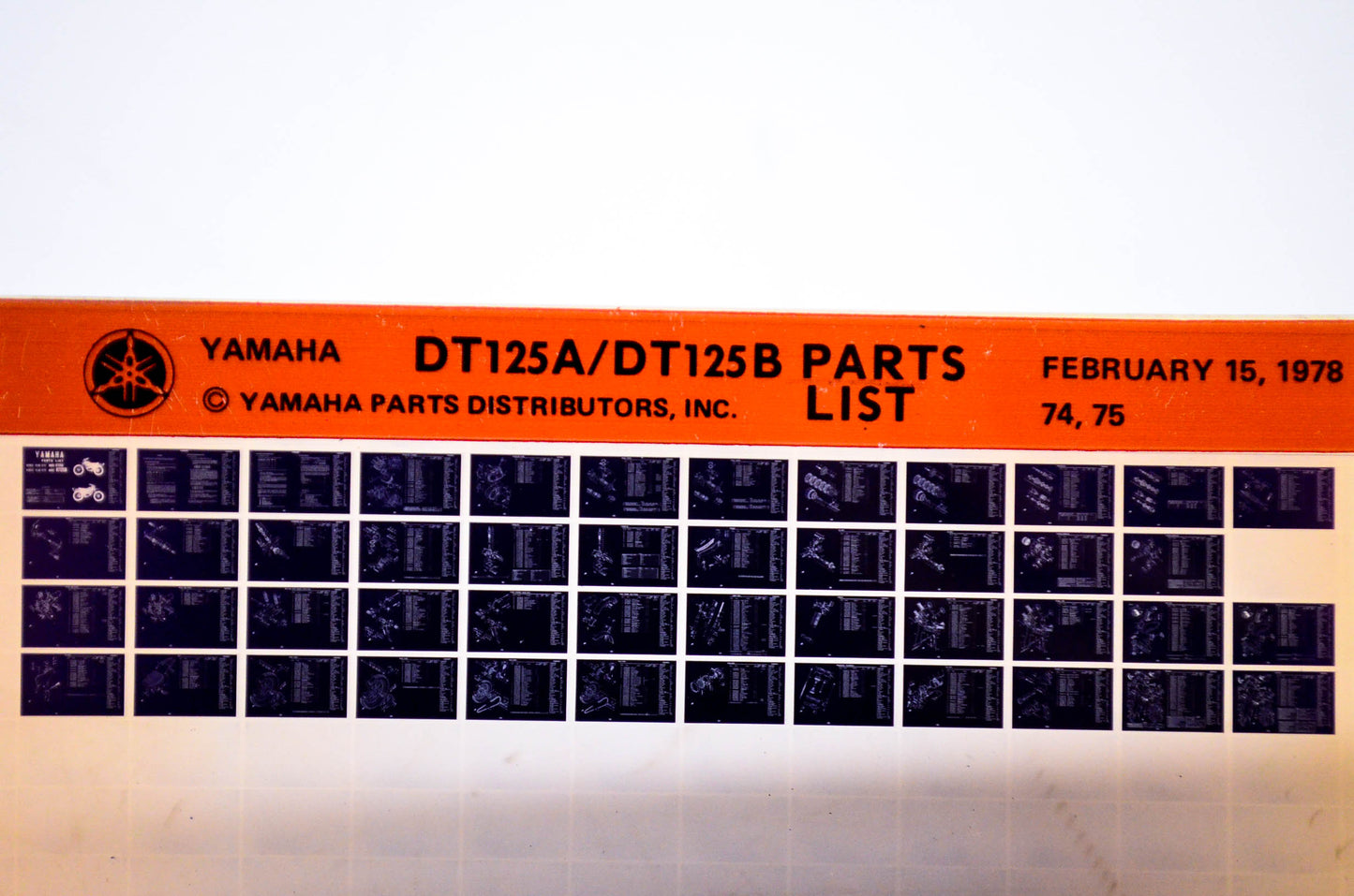 OEM Yamaha DT125A/DT125B 1978/February 15 '74 - '75 Parts List Microfiche
