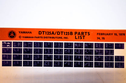 OEM Yamaha DT125A/DT125B 1978/February 15 '74 - '75 Parts List Microfiche