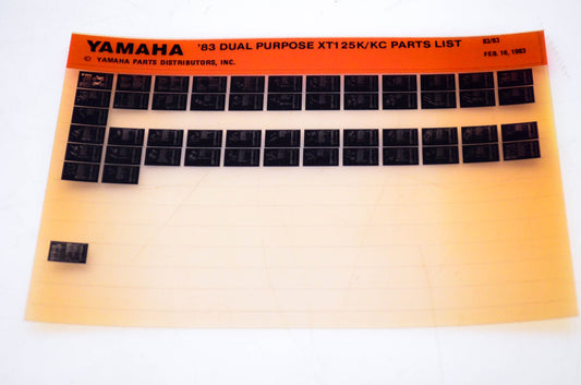 OEM Yamaha XT125K/KC 1983/February 16 '83 Dual Purpose Parts List Microfiche