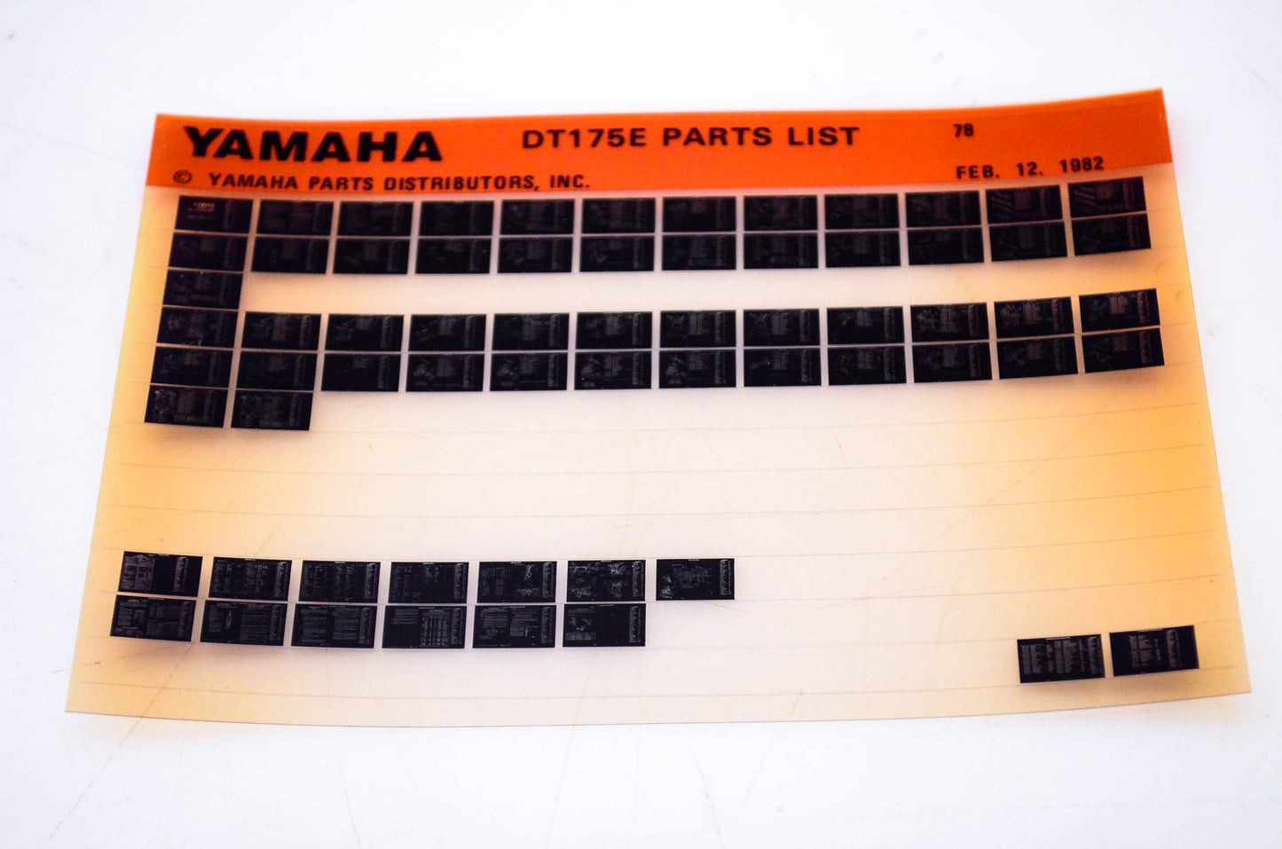 OEM Yamaha DT175E 1982/February 12 '78 Parts List Microfiche