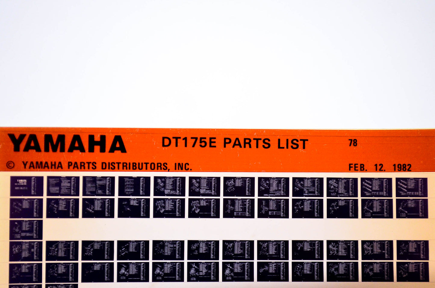 OEM Yamaha DT175E 1982/February 12 '78 Parts List Microfiche
