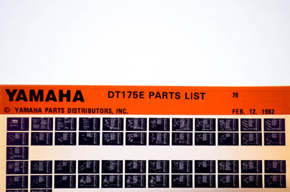 OEM Yamaha DT175E 1982/February 12 '78 Parts List Microfiche