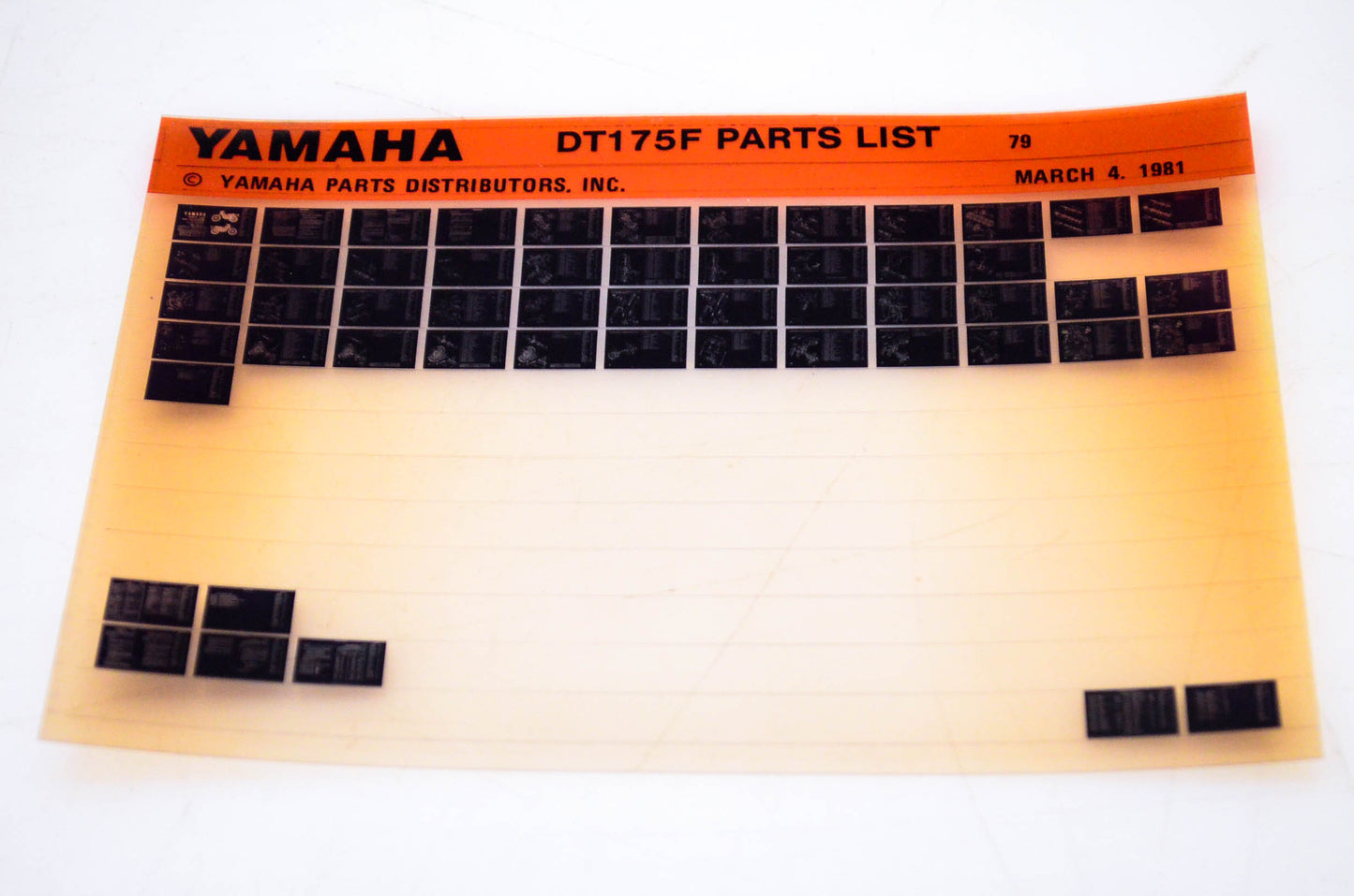 OEM Yamaha DT175F 1981/March 4 '79 Parts List Microfiche