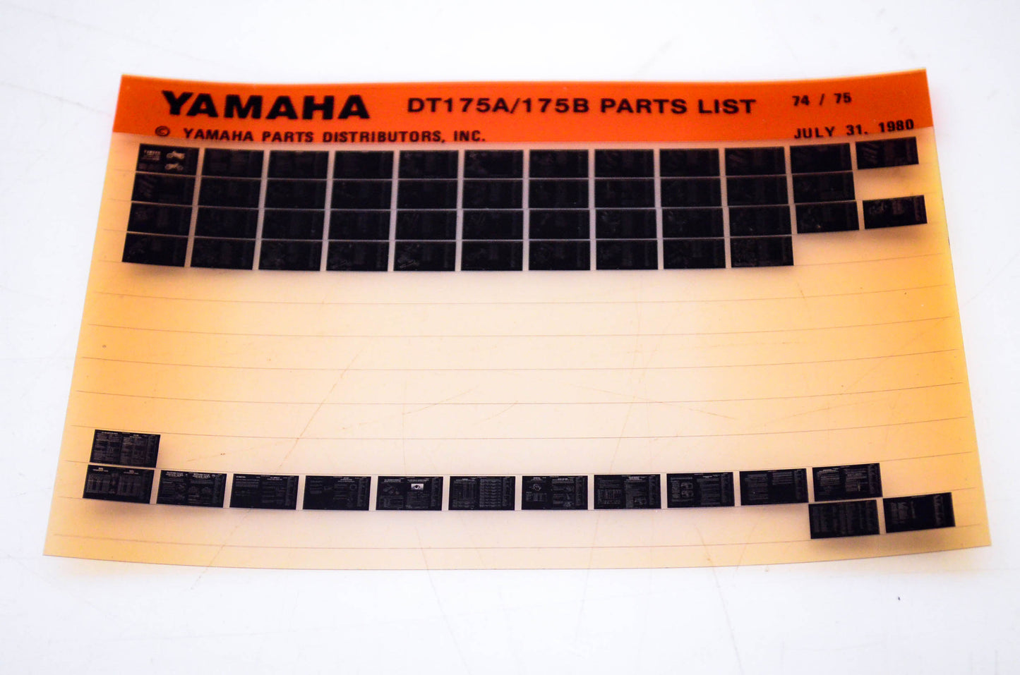 OEM Yamaha DT175A/175B 1980/July 31 '74 - '75 Parts List Microfiche