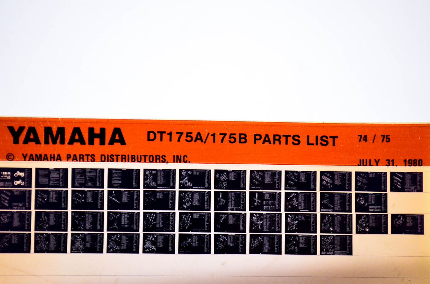 OEM Yamaha DT175A/175B 1980/July 31 '74 - '75 Parts List Microfiche