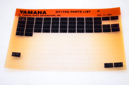 OEM Yamaha DT175G 1979/October 11 '80 Parts List Microfiche