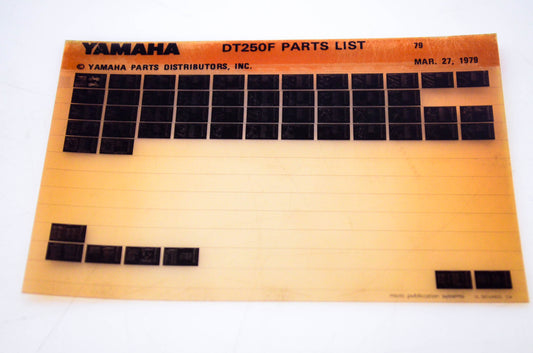 OEM Yamaha DT250F 1979/March 27 '79 Parts List Microfiche