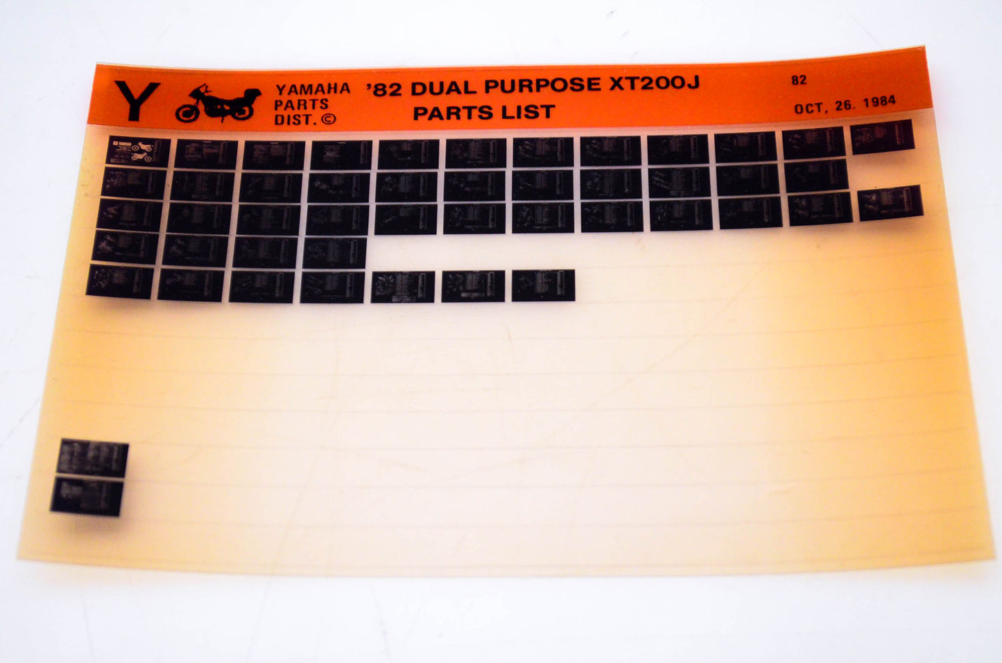 OEM Yamaha XT200J 1984/October 26 '82 Dual Purpose Parts List Microfiche