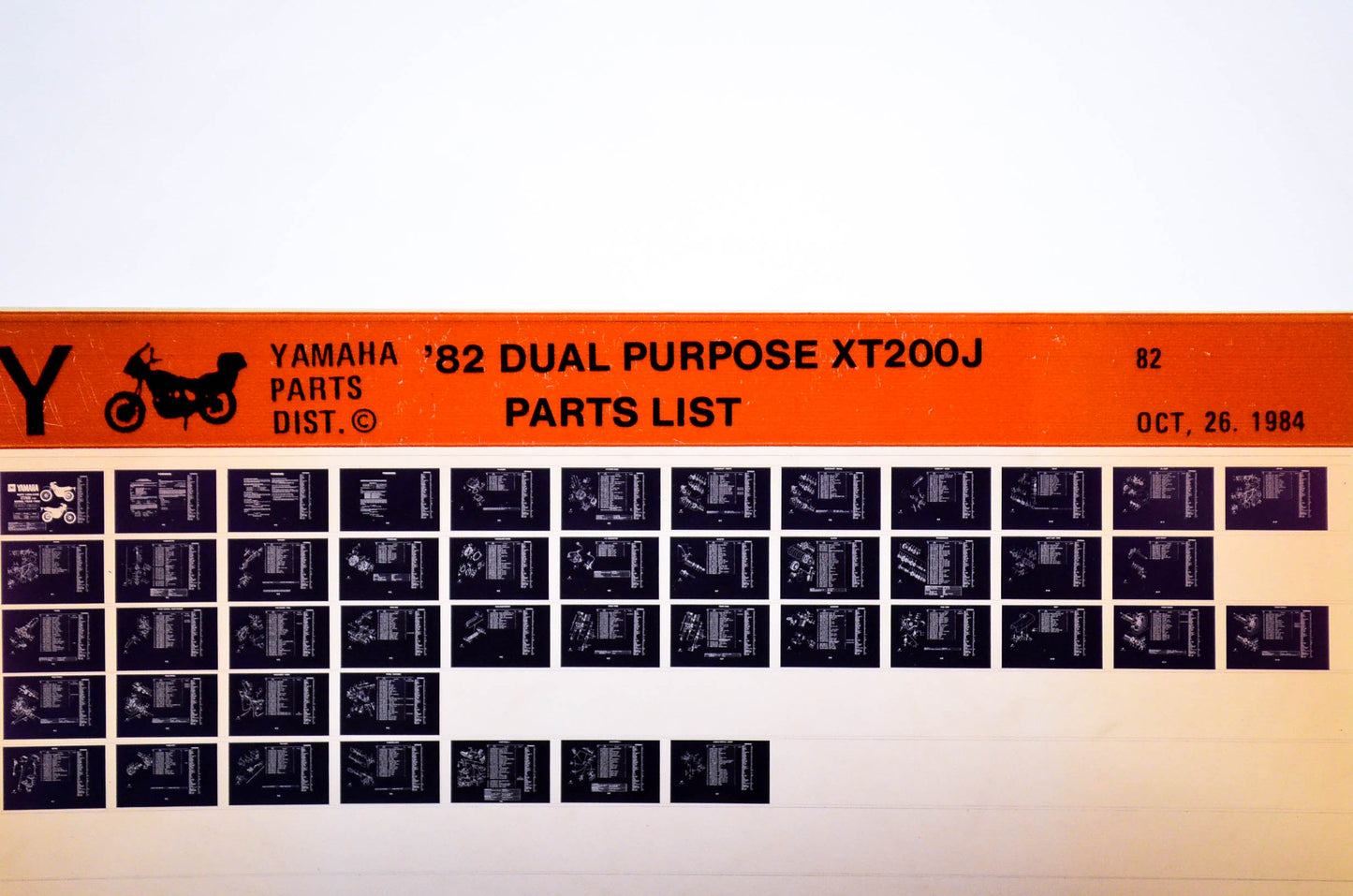 OEM Yamaha XT200J 1984/October 26 '82 Dual Purpose Parts List Microfiche