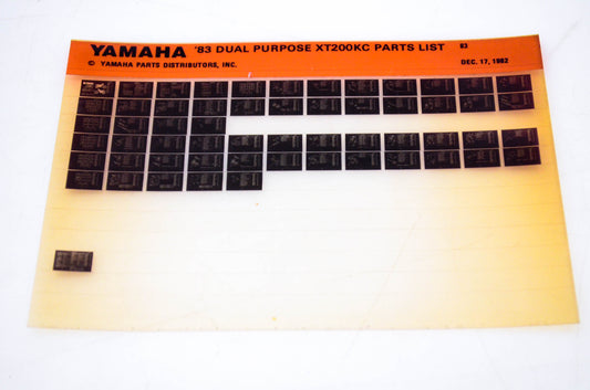 OEM Yamaha XT200KC 1982/December 17 '83 Dual Purpose Parts List Microfiche