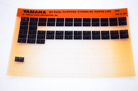 OEM Yamaha XT200K/KC 1983/February 25 '83 Dual Purpose Parts List Microfiche