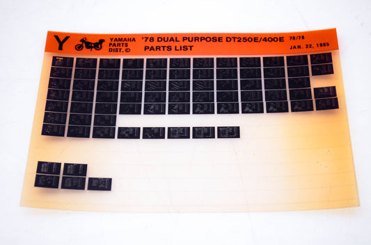 OEM Yamaha DT250E/ 400E 1985/January 22 '78 Dual Purpose Parts List Microfiche