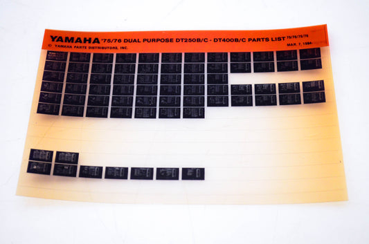 OEM Yamaha DT250B/C-DT400B/C 1984/Mar '75-'76 Dual Purpose Parts List Microfiche