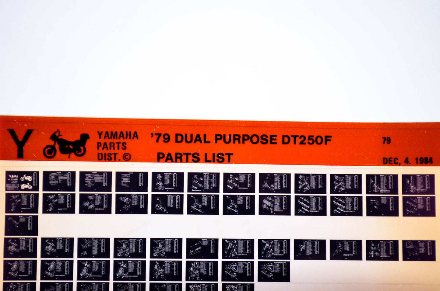 OEM Yamaha DT250 F 1984/December 4 '79 Dual Purpose Parts List Microfiche