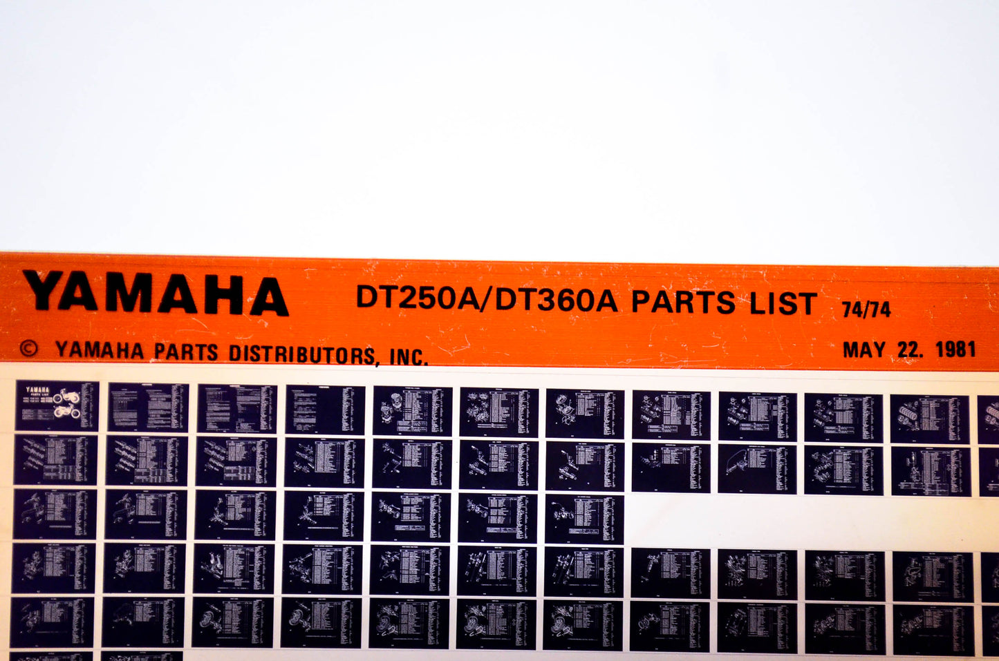OEM Yamaha DT250A/DT360A 1981/May 22 '74 Parts List Microfiche