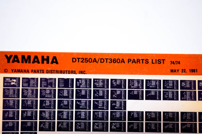 OEM Yamaha DT250A/DT360A 1981/May 22 '74 Parts List Microfiche