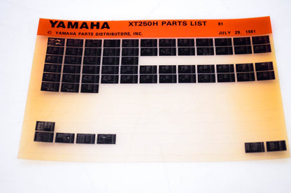 OEM Yamaha XT250H 1981/July 29 '81 Parts List Microfiche