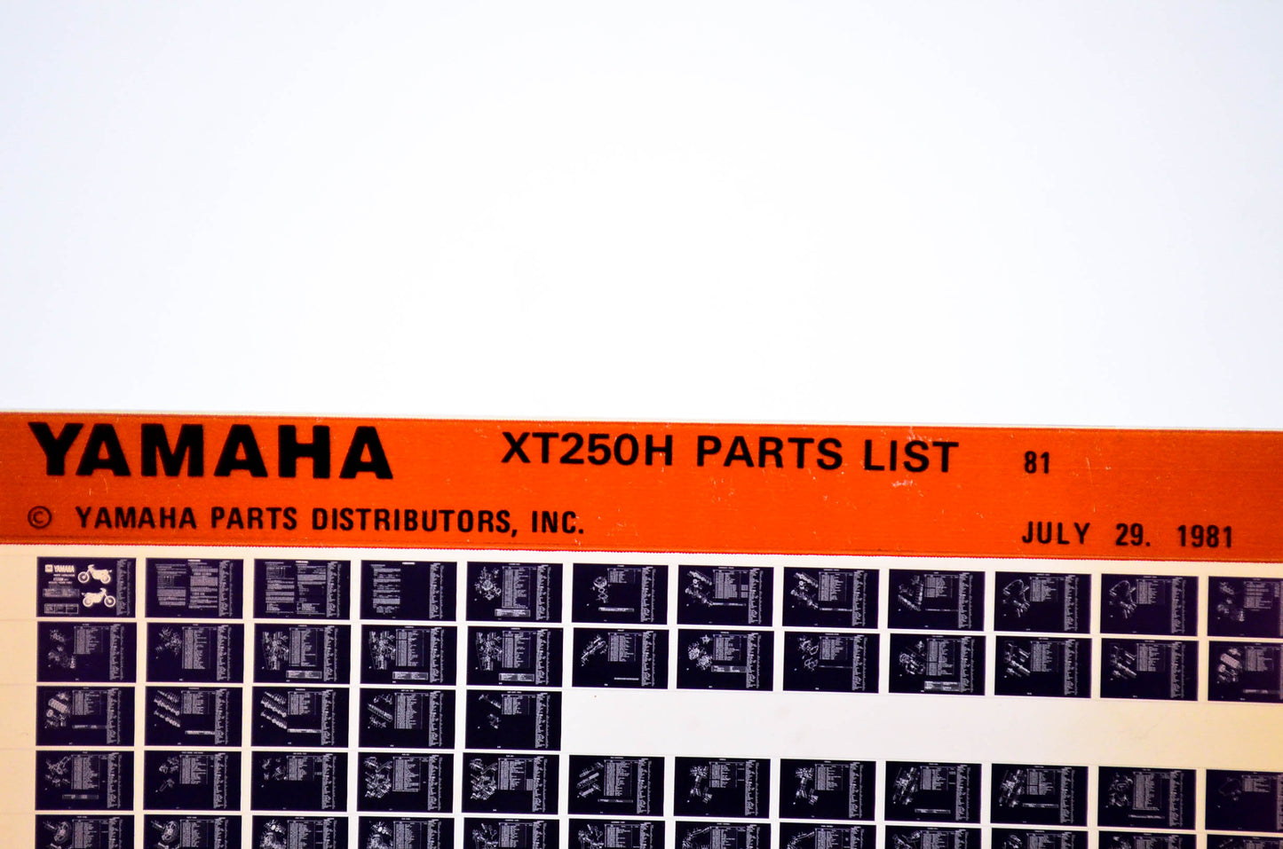 OEM Yamaha XT250H 1981/July 29 '81 Parts List Microfiche