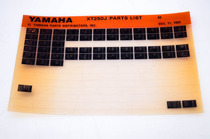 OEM Yamaha XT250J 1982/December 11 '82 Parts List Microfiche