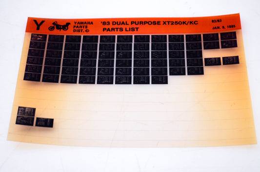 OEM Yamaha XT250K/KC 1985/January 9 '83 Dual Purpose Parts List Microfiche