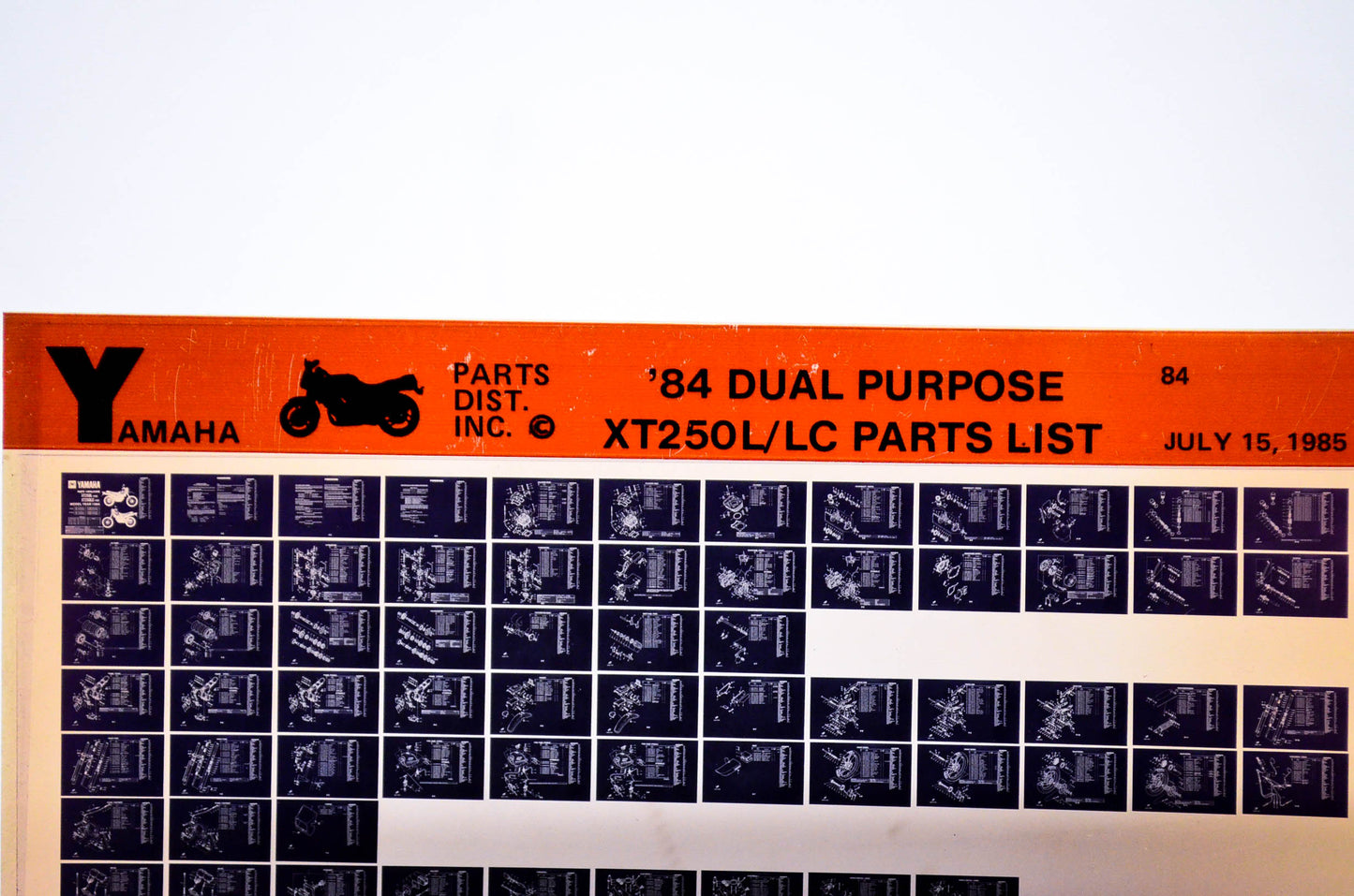 OEM Yamaha XT250L/LC 1985/July 15 '84 Dual Purpose Parts List Microfiche